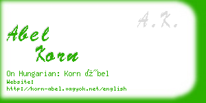 abel korn business card